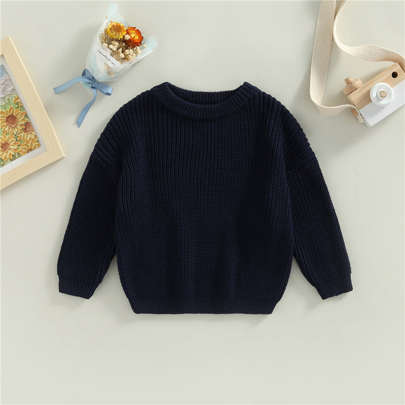 Gebreide Trui - Amba Unisex, Wit/Zwart/Blauw/Roze/Groen/Grijs/Bruin, Katoen, Maat 0-6 jaar-More For Mini