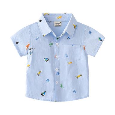 Holiday Button-Up Skjorta för Barn – Somrig bomullsskjorta med lekfulla tryck | Storlek 2–6 år MoreForMini