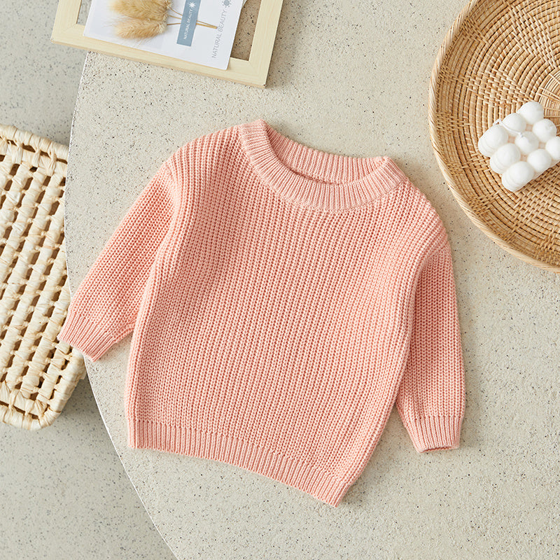 Gebreide Trui - Amba Unisex, Wit/Zwart/Blauw/Roze/Groen/Grijs/Bruin, Katoen, Maat 0-6 jaar-More For Mini