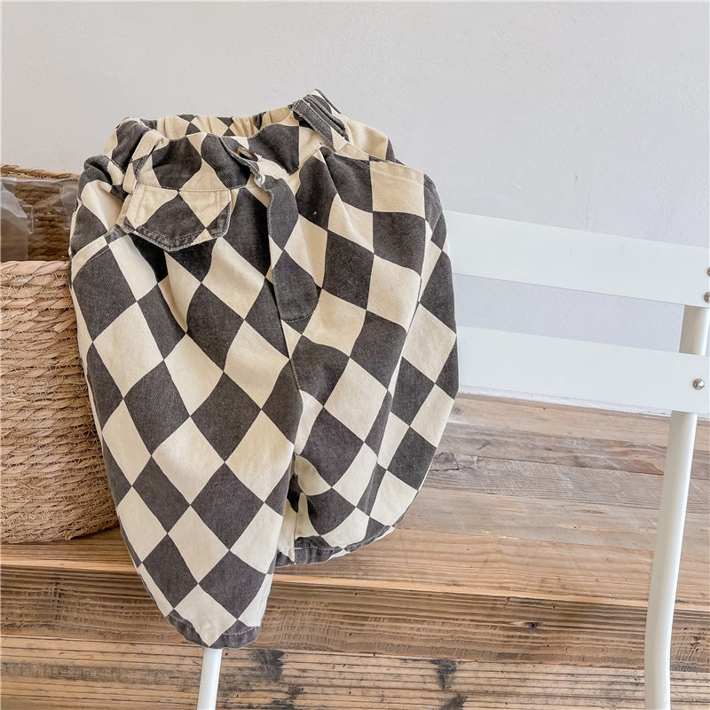 Rutig Byxa – Checkmate Unisex, Svart/Brun, Bomull, Storlek 0–6 År More For Mini