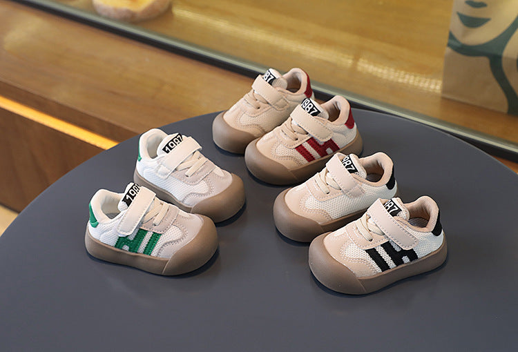 Sneaker met Klittenband - Sao Jongens, Wit/Rood/Zwart, Leer, Maat 16-26-More For Mini
