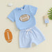 Touchdown Zomerset Jongens | T-shirt met Rugbybal & Lichtblauwe Short | Katoen & Polyester | 6mnd–4jr | Sportieve Babyoutfit More For Mini