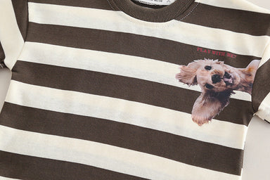 Sommar Randigt Klädset T-shirt + Shorts Jogging – Baby Småbarn Förskolebarn Doggo Days, Brun/Svart, Bomull, Storlek 0–5 år More For Mini