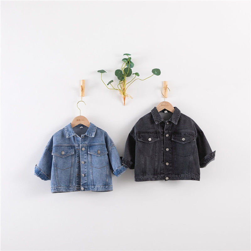 Klassieke Spijkerjas - Unisex, Blauw/Zwart, Katoen, Denim, Maat 1-8 Jaar-More For Mini