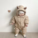 Jumpsuit/Overall Jas met Capuchon - Kat Baby, Beige/Zwart, Polyester, Maat 0-2 Jaar-More For Mini