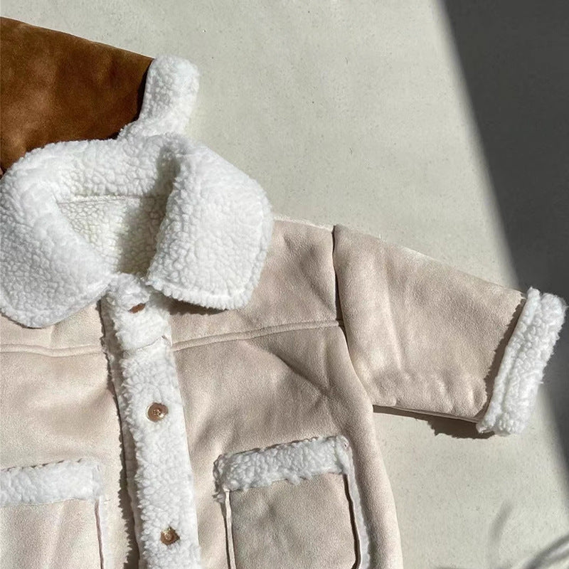 Teddy Sherpa Jas - Unisex, Bruin/Wit, Suède, Maat 0-6 Jaar-More For Mini