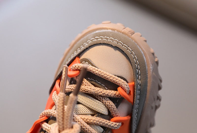 Sneakers - Gali Unisex, Zwart/Oranje, Polyester, Maat 21-30-More For Mini