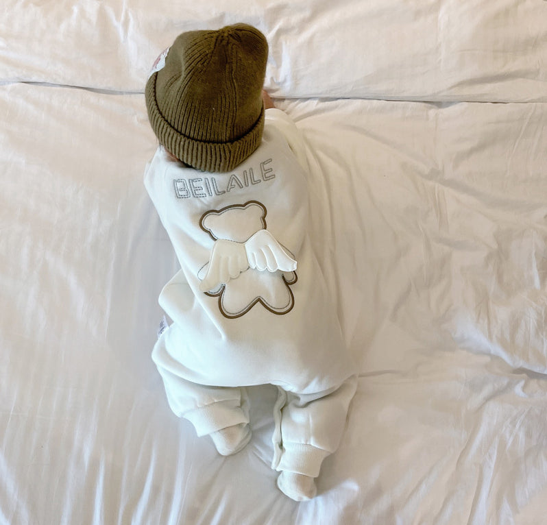 Jumpsuit met Engelenvleugels - Baby, Zwart/Wit, Katoen, Maat 0-2 Jaar-More For Mini