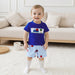 AppleTruck Zomerset Jongens | T-shirt met Appeltruck & Gestreepte Short | Katoen & Polyester | 6mnd–4jr | Blauw & Rood More For Mini