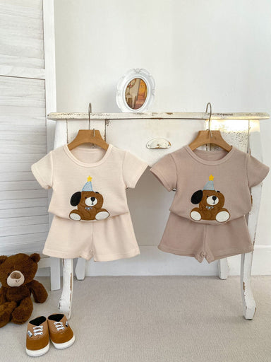 Loupi-set 0–3 år – Sommaroutfit för Flickor och Pojkar – 2-delad – Beige/Brun MoreForMini