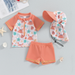 SunnySplash Zwemset Kinderen | T-Shirt, Broek & Zonnehoed | UV-Bescherming | Dinosaurus & Krab | 0-3 Jaar More For Mini