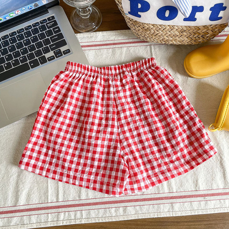 Rutig Kortbyxa – Gigi Småbarn, Förskolebarn, Barn, Grön/Svart/Gul/Röd/Rosa/Blå, Bomull, Storlek 1–7 år More For Mini