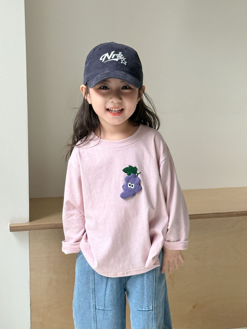 Långärmad tröja med 3D – Fruity Friends Unisex, Rosa/Grå, Bomull, Storlek 0–8 år More For Mini