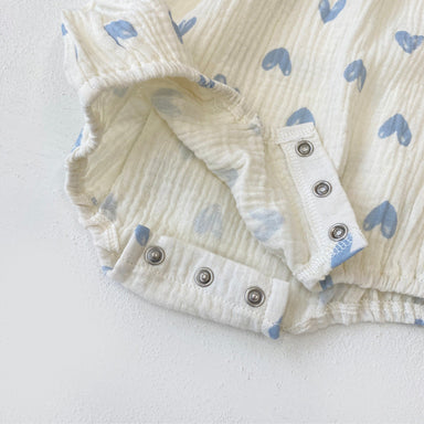 LittleBlue Hearts Babyromper 0–2 år | 100 % Bomull, Lång ärm, Hjärtmönster | Bekväma babykläder More For Mini