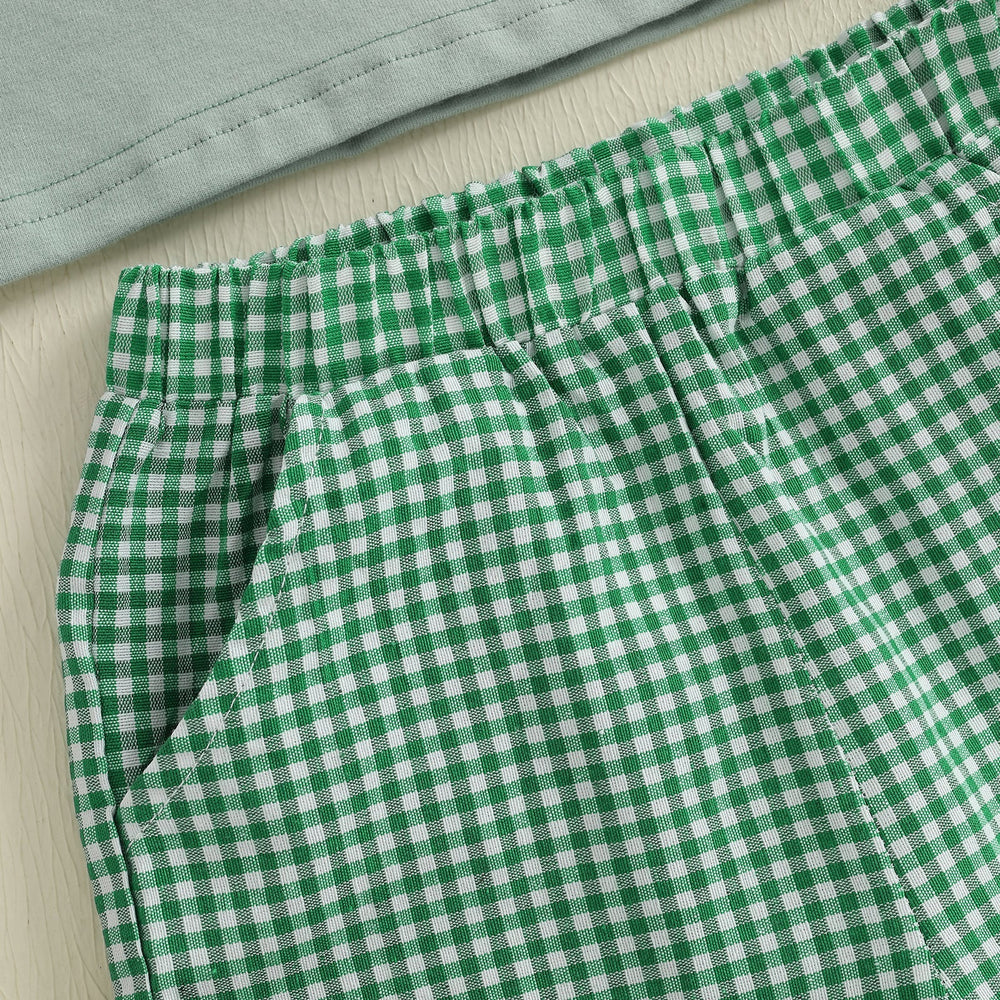 SailAway Zomerset Jongens | T-shirt met Zeilboot & Groene Ruitjes Short | Katoen & Polyester | 6mnd–4jr | Zomerse Outfit voor Peuters More For Mini