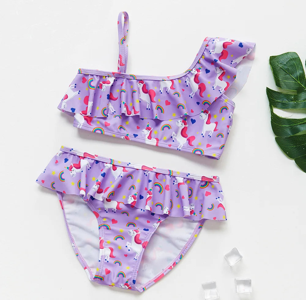 Flickor Tankini Baddräkt Sjöjungfruprint – Sommarstrandkläder | 3-12 år More For Mini