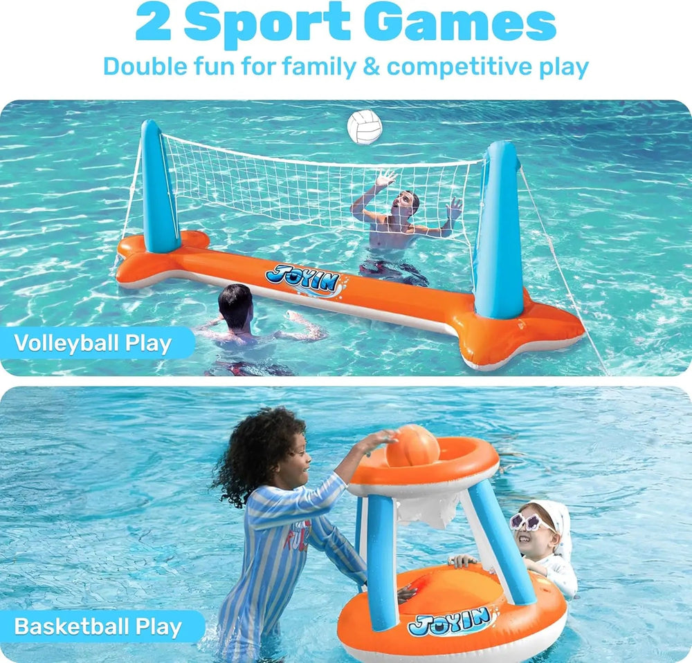 Uppblåsbar Pool Lekset – Volleybollnät & Basketkorg | Flytande More For Mini