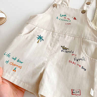 Hängselbyxa med Palmer – Baby Småbarn Förskolebarn Lekoverall, Beige/Brun, Bomull, Storlek 0–5 år More For Mini