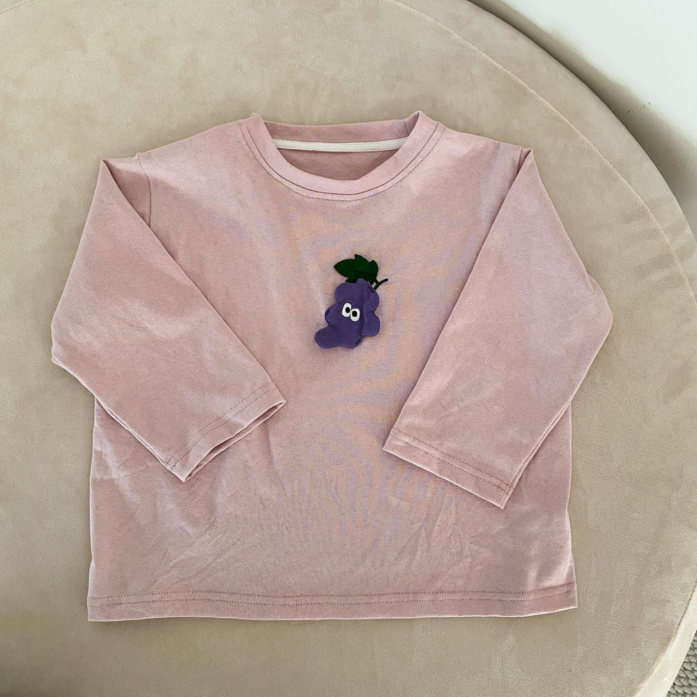 Långärmad tröja med 3D – Fruity Friends Unisex, Rosa/Grå, Bomull, Storlek 0–8 år More For Mini
