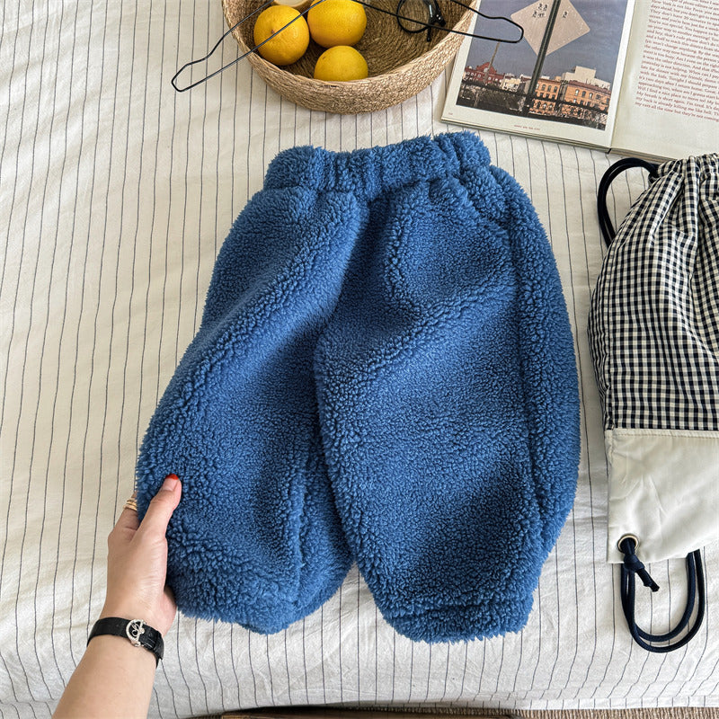 Teddy Joggingbroek - Snuggle Unisex, Bruin/Grijs/Blauw, Katoen Maat 0-6 Jaar-More For Mini