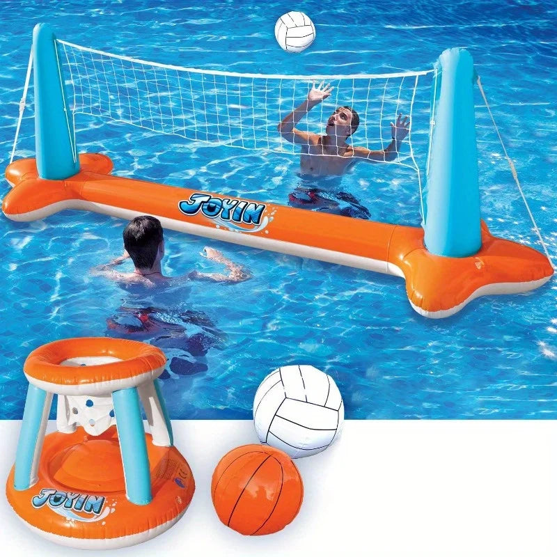 Uppblåsbar Pool Lekset – Volleybollnät & Basketkorg | Flytande More For Mini