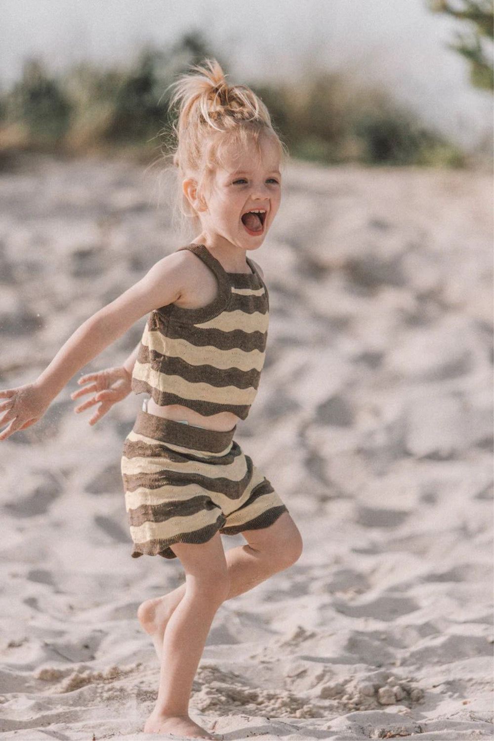 Terra Mini Coco Wave Baby Sommarset – Topp + Shorts – Naturliga Färger – Stickad Bomullsblandning – 0–2 år – Unisex Sommaroutfit More For Mini