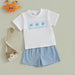 CrabbyCool Zomerset Baby & Peuter | T-shirt met Krabjes & Ruitjes Short | Katoen & Polyester | 6mnd–4jr | Wit & Blauw More For Mini