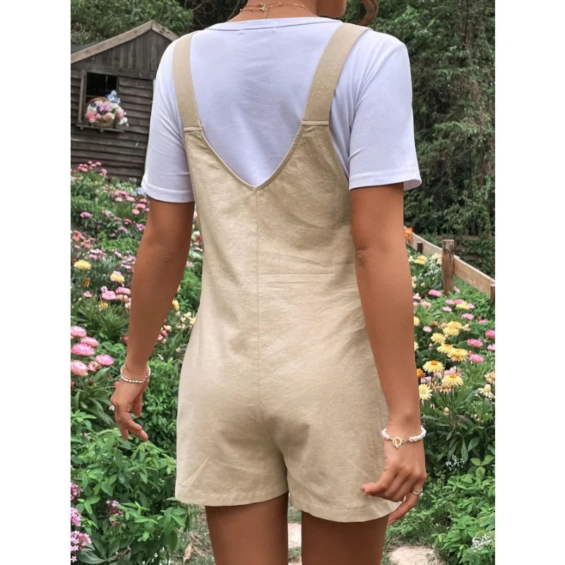 Zwangerschapsoverall Korte Tuinbroek van Katoen – Luchtige Zomer Positiekleding – Comfortabel voor Zwangere Vrouwen (S-XL) More For Mini