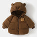 Winterjas met Beer Embleem - Beige/Bruin, Polyester, Maat 0-6 jaar-More For Mini