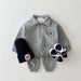 Set met Broek en Trui - Winter Luxe Jongens, Wit/Grijs/Blauw, Katoen, Maat 0-5 Jaar-More For Mini