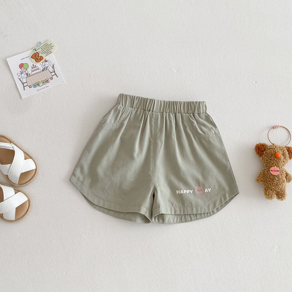 Kortbyxa med Björn – Lino Shorts Unisex, Brun/Grön/Beige/Blå, Bomull, Storlek 0–5 år More For Mini