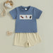 JungleJump Zomerset Jongens | T-shirt met Aapjes & Gestreepte Short | Katoen & Polyester | 6mnd–4jr | Blauw & Geel More For Mini