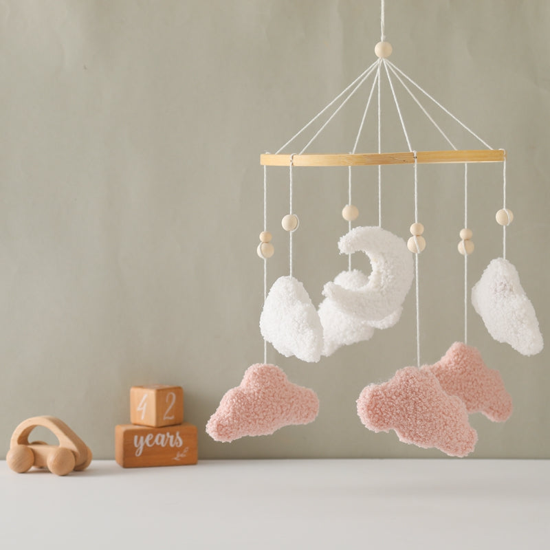 Babymobiel met Wolken - Droomwolk Unisex, Bruin/Roze, Katoen, 45 cm hoog x 23 cm breed-More For Mini