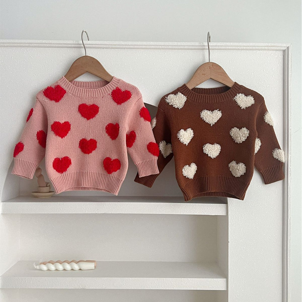 Gebreide Trui - Knitted Love Meisjes, Roze/Bruin, Katoen, 0-3 Jaar-More For Mini