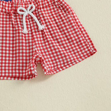 ToolTime Zomerset Jongens | T-shirt met Gereedschap & Ruitjes Short | 6mnd–4jr | Katoen & Polyester | Blauw & Rood More For Mini