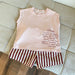 Sommarklädset med Randiga Shorts + T-shirt – Tula Unisex, Rosa/Brun, Bomull, Storlek 0–8 år More For Mini