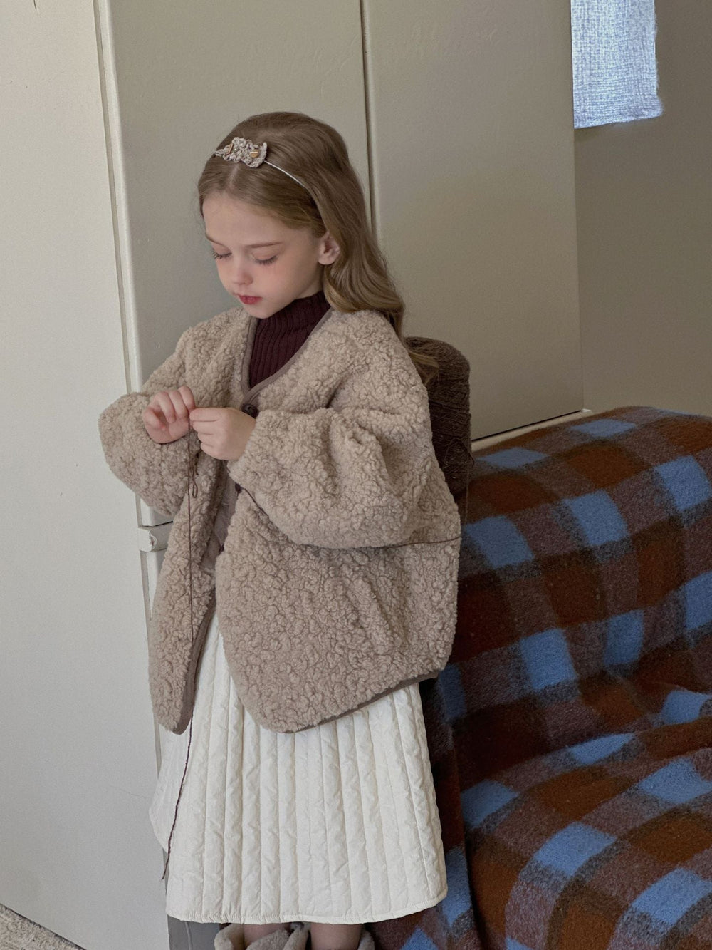 Teddyjacka – Noa Teddy Västdesign Flickor, Beige, Bomull, Storlek 2–7 år More For Mini