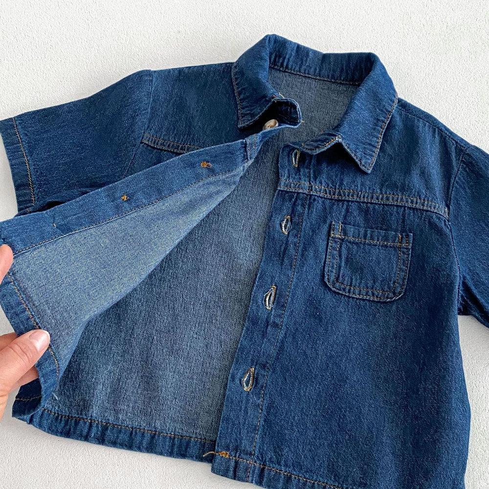 Denim sommarset med T-shirt och shorts – Baby, Småbarn, Förskolebarn, Barn, Blå, Bomull, Storlek 0–6 år More For Mini