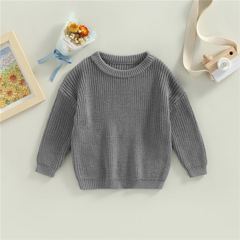 Gebreide Trui - Amba Unisex, Wit/Zwart/Blauw/Roze/Groen/Grijs/Bruin, Katoen, Maat 0-6 jaar-More For Mini