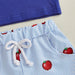 AppleTruck Zomerset Jongens | T-shirt met Appeltruck & Gestreepte Short | Katoen & Polyester | 6mnd–4jr | Blauw & Rood More For Mini