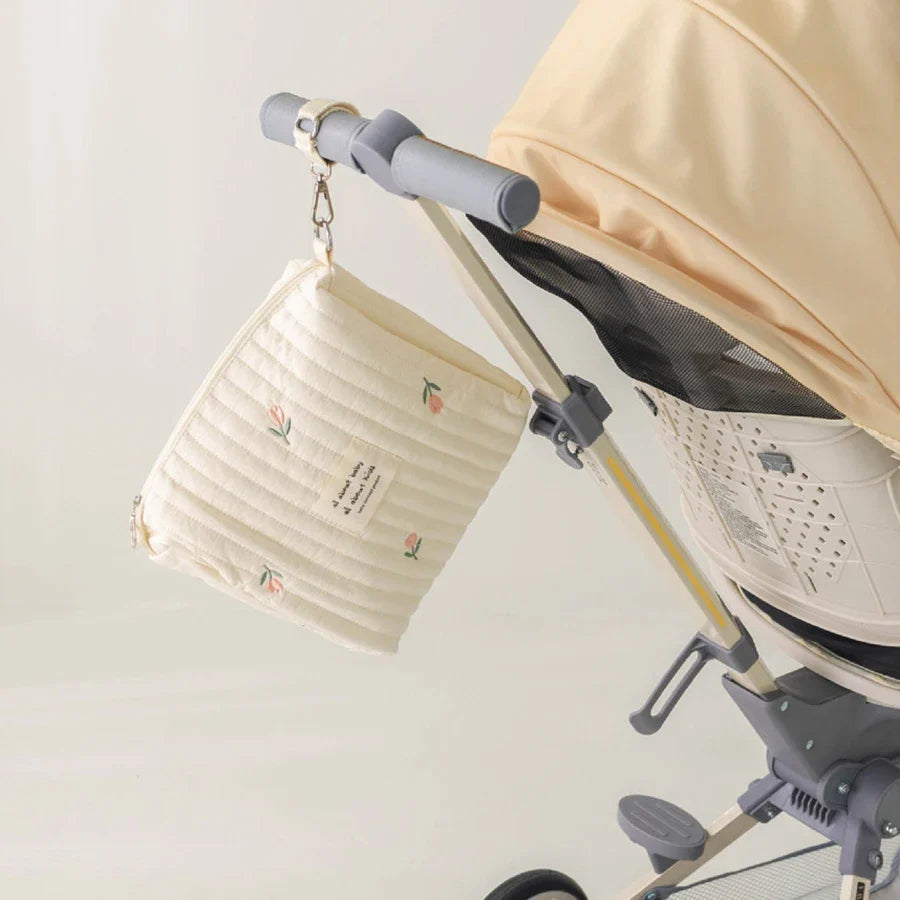 Mama Blöjväska med Brodertryck – Kompakt Baby Förvaringsväska Lilla Lycka