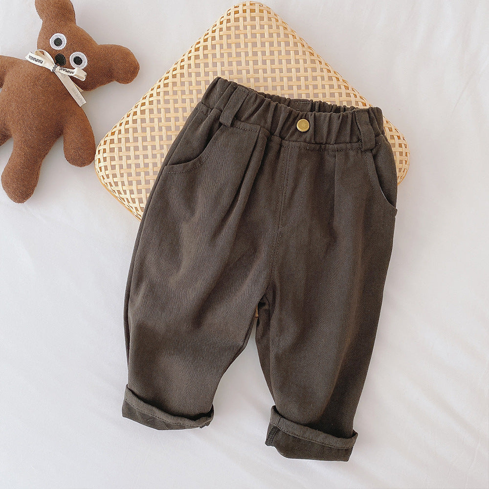 Casual Broek met Elastische Tailleband - Comfort Jongens, Beige/Bruin, Maat 1-5 Jaar-More For Mini