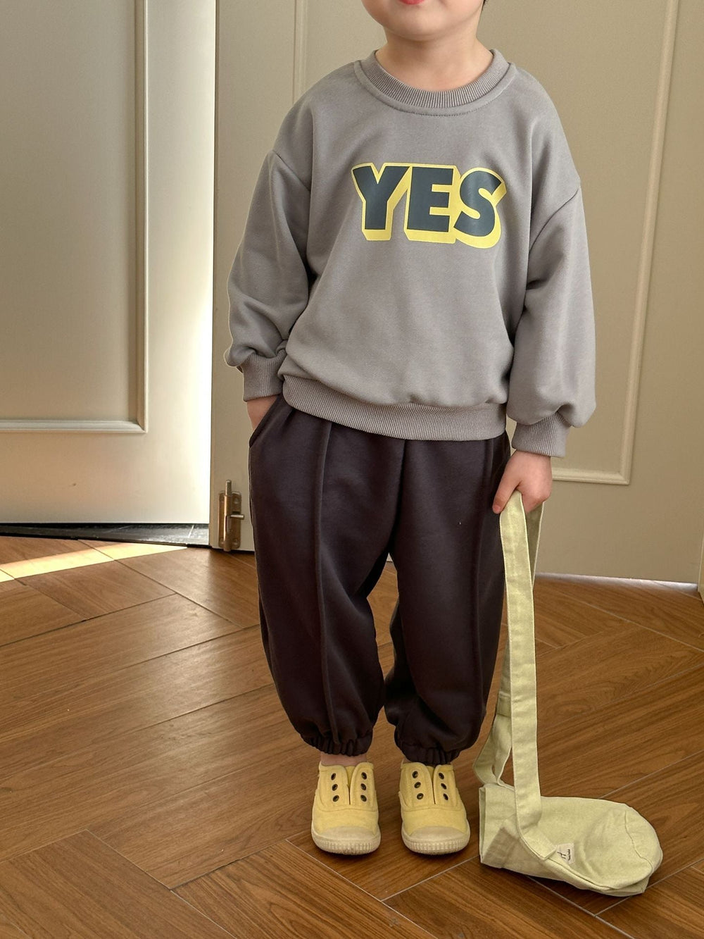 Träningsset – YES! Unisex, Grå/Brun, Bomull, Storlek 0–8 år More For Mini