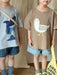 3D T-shirt med haj och mås – Baby, Småbarn, Förskolebarn, Barn, Blå/Brun, Bomull, Storlek 0–8 år More For Mini