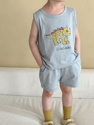 DinoFun Sommarset för Barn – Unisex T-shirt & Shorts med Dino-tryck | Roaro Kids | Storlek 0–8 år | Bomull MoreForMini