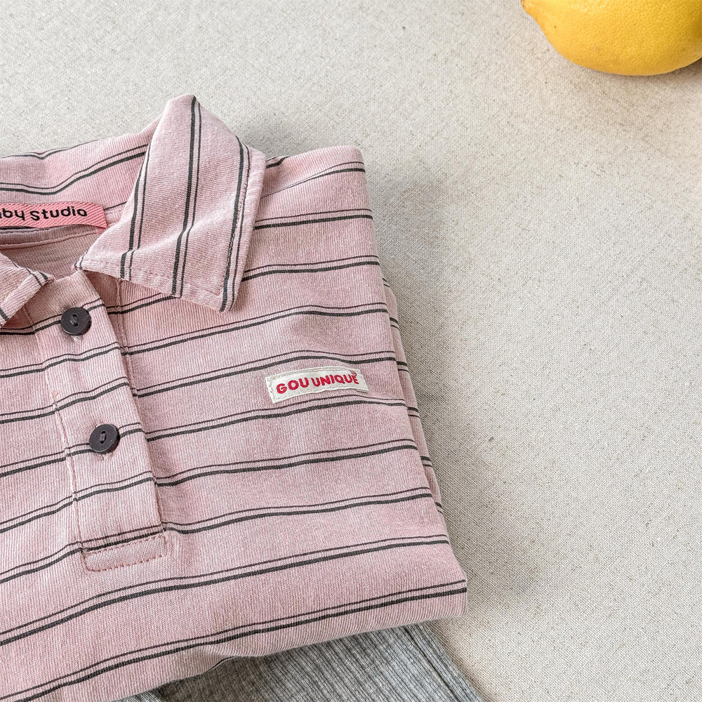 OWA Polo Stripe Unisex Barntröja 0–6 år | Randig pikétröja – Bomull More For Mini