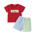 Schooltrain Zomerset Jongens | Rood T-shirt met Treinprint & Gestreepte Short | Katoen & Polyester | 2–6 Jaar | Zomerspeelkleding More For Mini