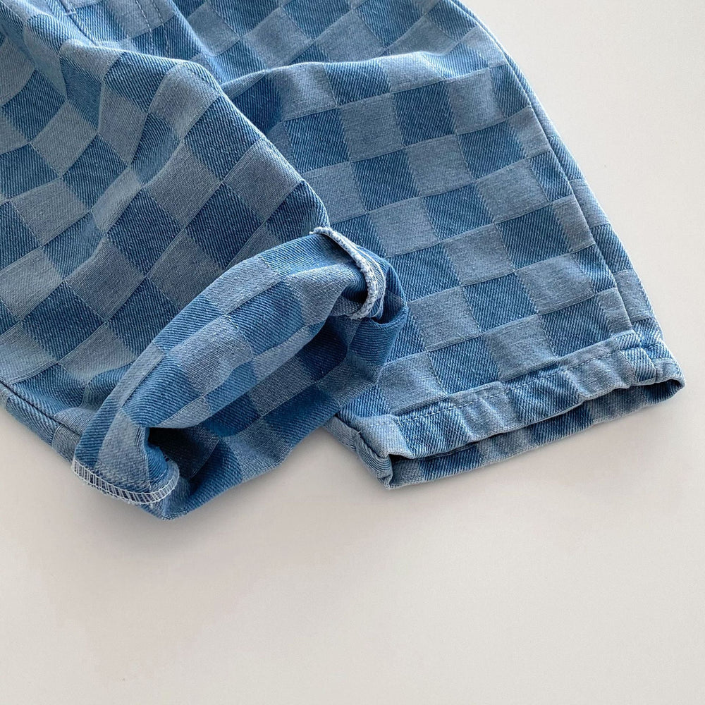 Livan Checker Denim – Stilren och bekväm jeansshorts för små äventyrare More For Mini