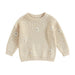 Gebreide Trui met Bloemen – Meisjes, Beige/Groen/Grijs/Paars/Roze, Katoen, Maat 0-6 Jaar-More For Mini