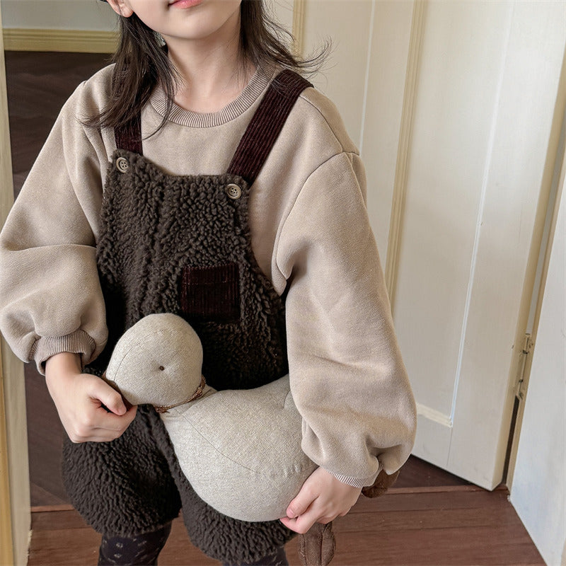 Tuinbroek - Cozy Cubs Meisjes, Beige/Bruin, Katoen, Maat 0-6 Jaar-More For Mini
